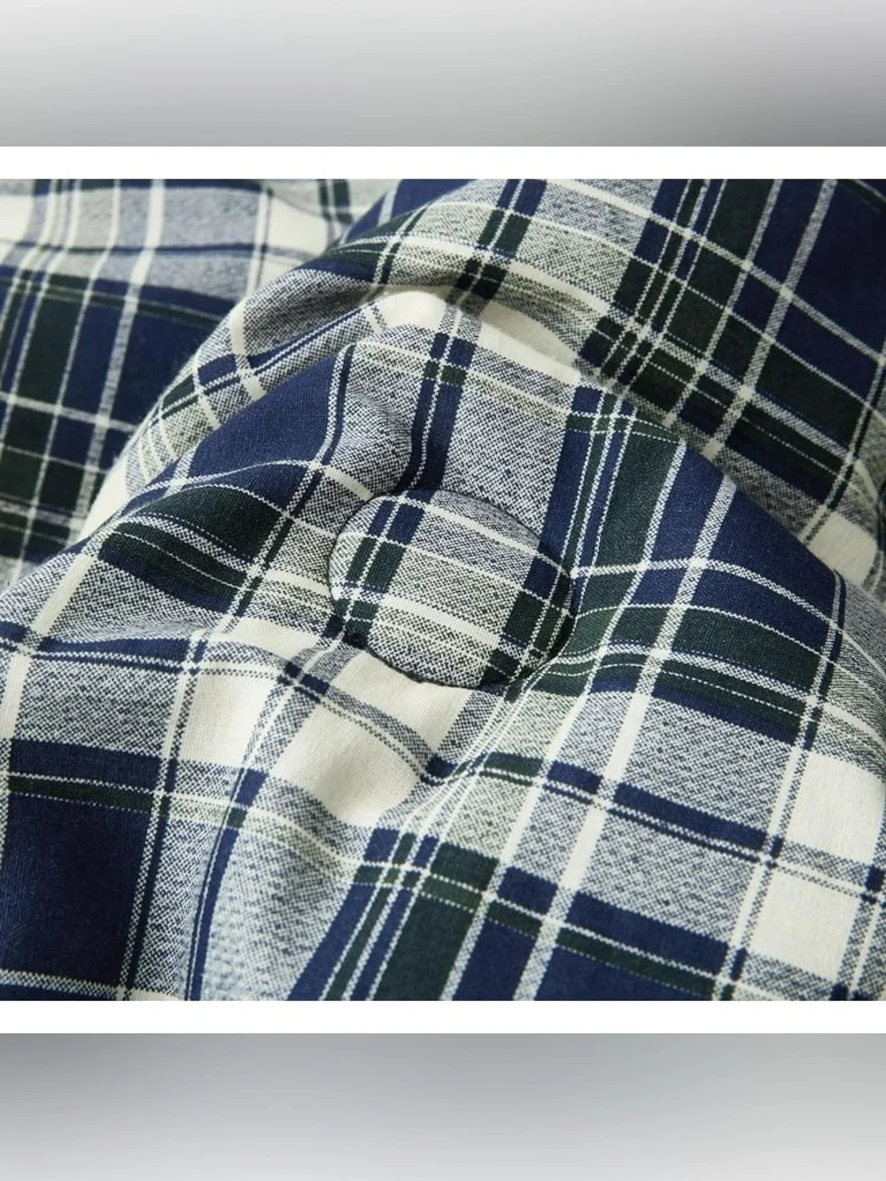 Reversible Navy Plaid Full 3 piece Comforter Set 100% cotton
